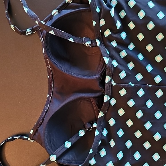 Swimwear Black and Blue Patterned Swimsuit.  Adjustable Straps. - Picture 5 of 5